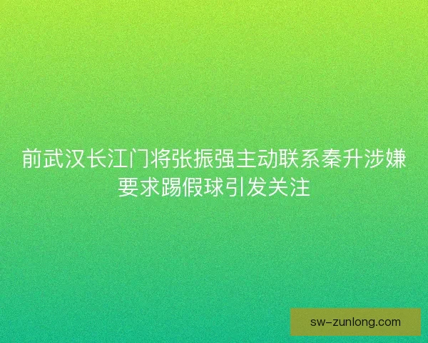 前武汉长江门将张振强主动联系秦升涉嫌要求踢假球引发关注